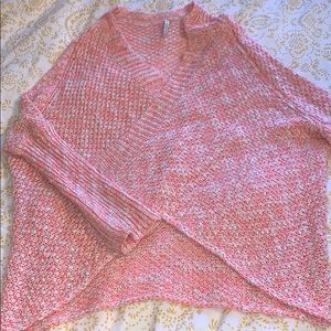Pink/white knit cardigan